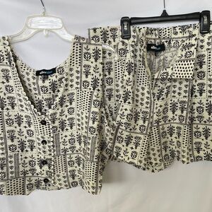 AliceBlue  Vest and Shorts Set Women’s XL black & white print